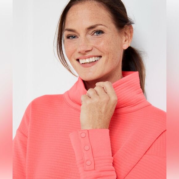 T by Talbots Tangerine Cowl Neck top with Cozy Ribbed Texture size XL - Picture 4 of 11